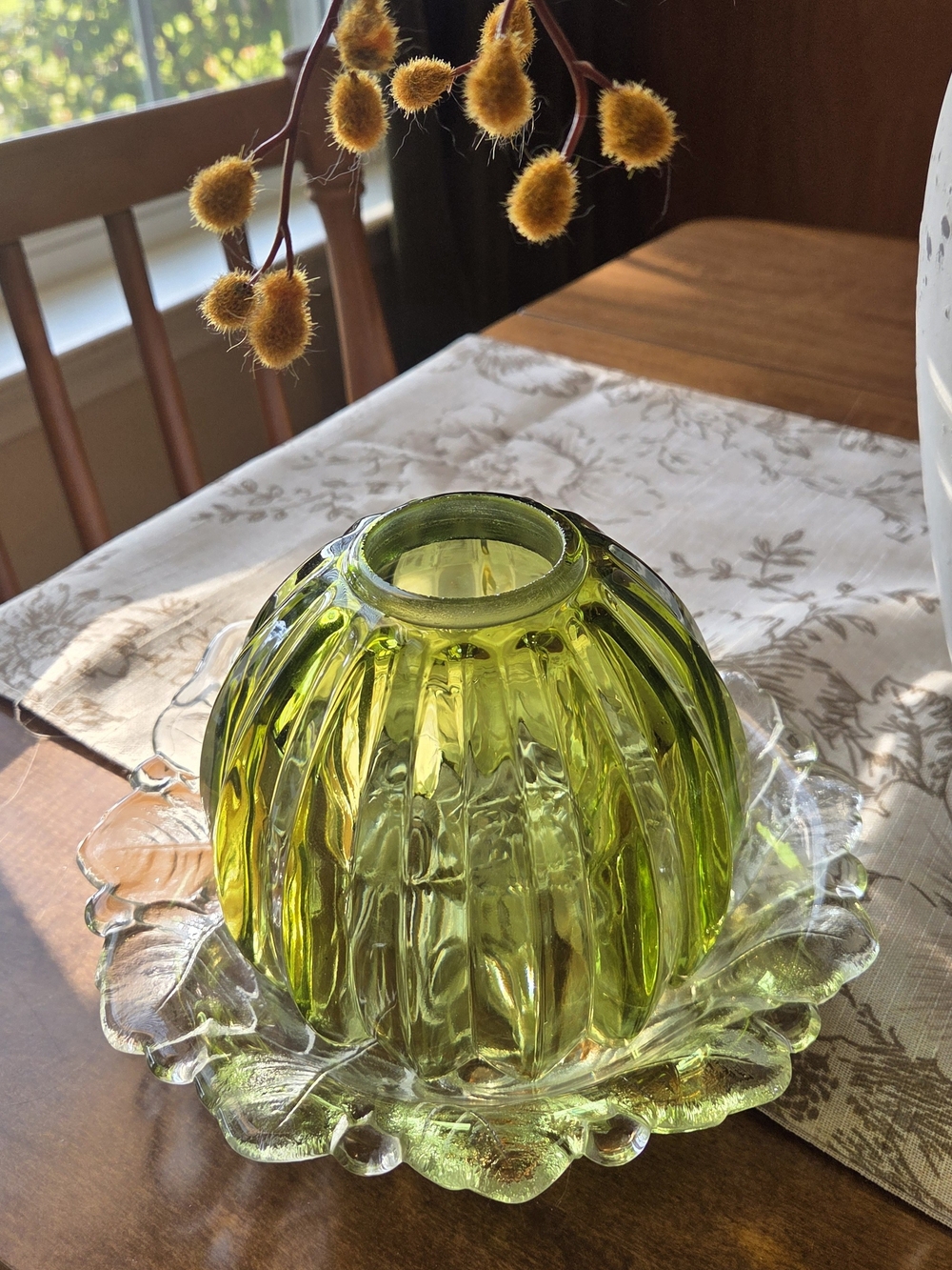 Olive Green Glass Fairy Lamp - Unbranded